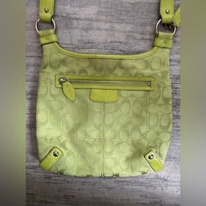 Coach Lime Green Signature Pattern Shoulder / Crossbody Handbag